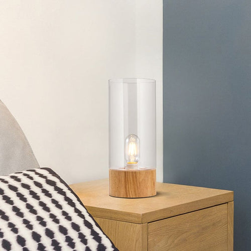 Table Lamp with Wood and Metal Design