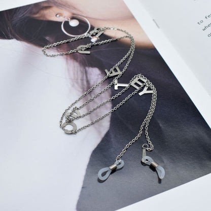 Eyewear Necklace with Alphabet Pendant
