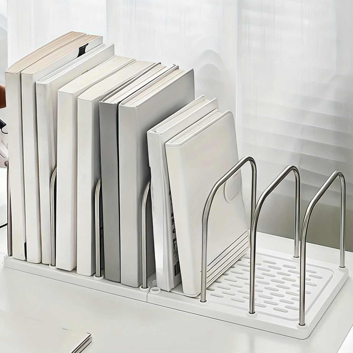 Modern Office Organizer for Desk | Vertical File and Book Holder | Minimalist Design | Plastic