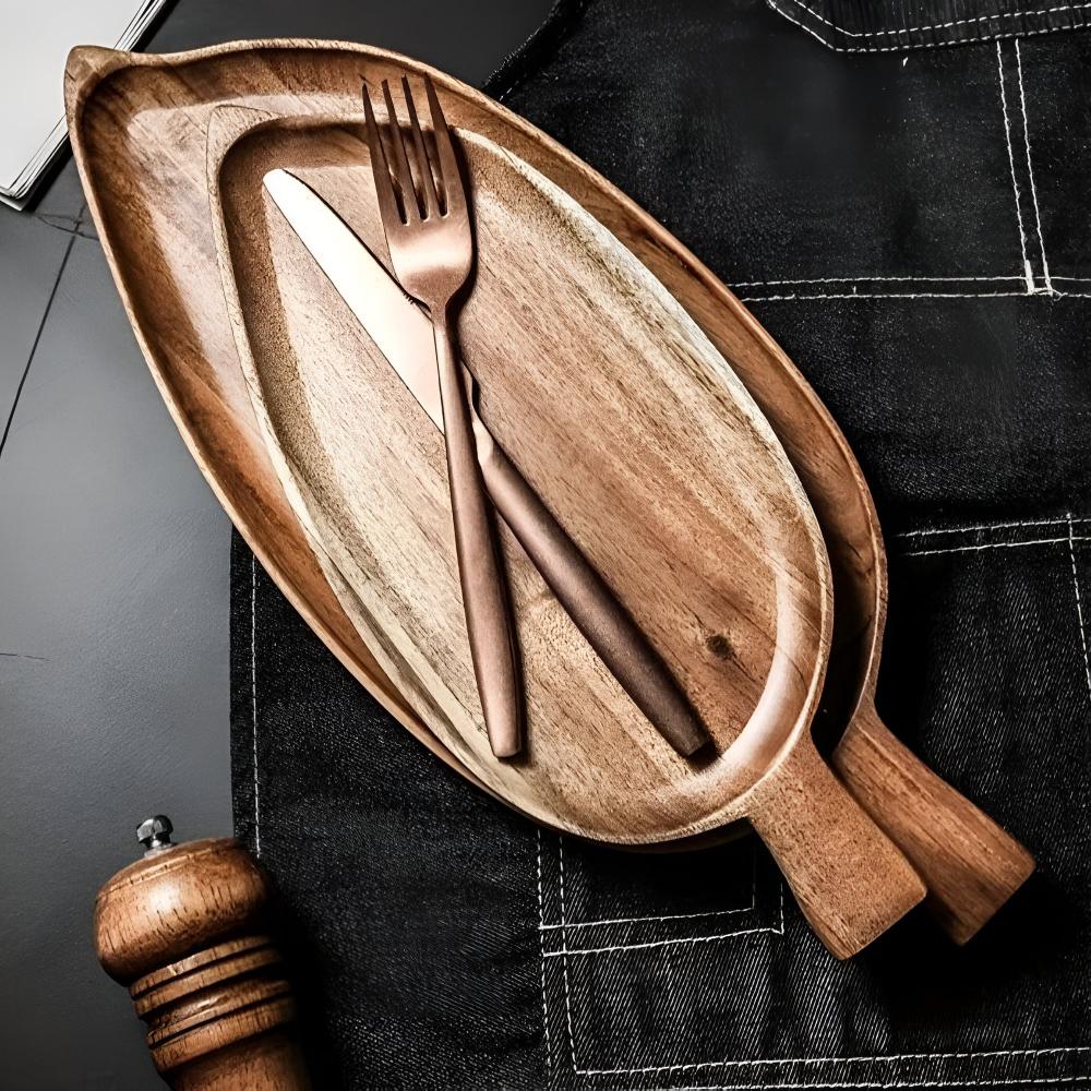 Nature-Inspired Wooden Leaf Serving Tray