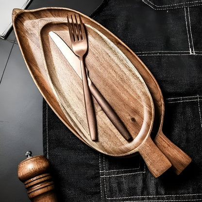 Nature-Inspired Wooden Leaf Serving Tray
