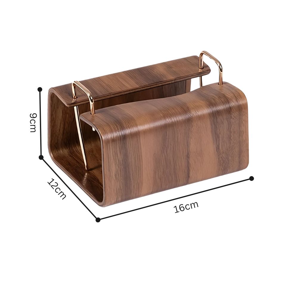 Elegant Walnut Tissue Dispenser with Brass Detailing