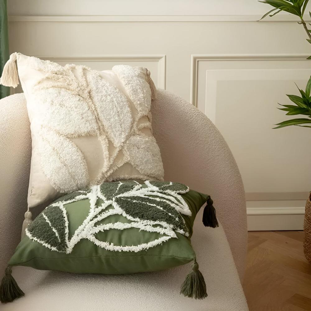 Nature-Inspired Leaf Design Cushion Cover