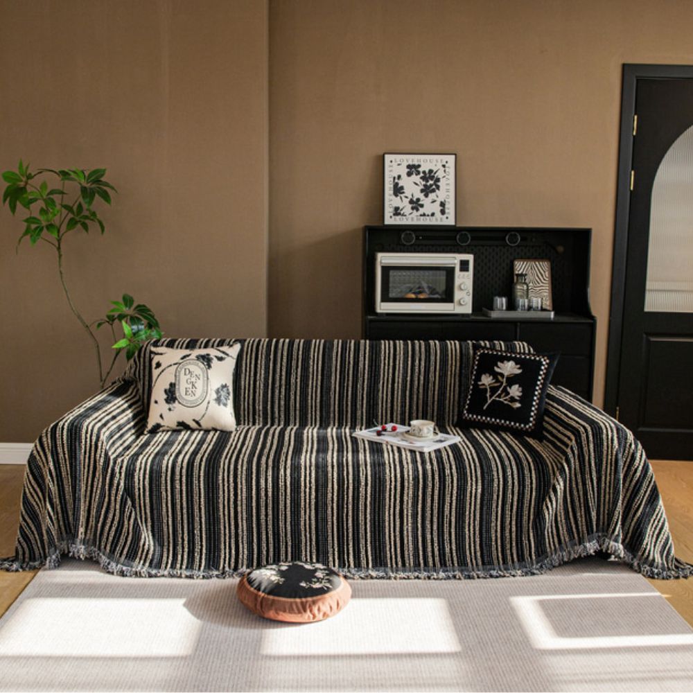 Chic Striped Chenille Sofa Protector