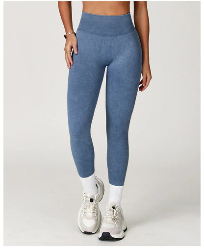 High-Waisted Ribbed Workout Leggings for Women | Seamless Stretch Fit
