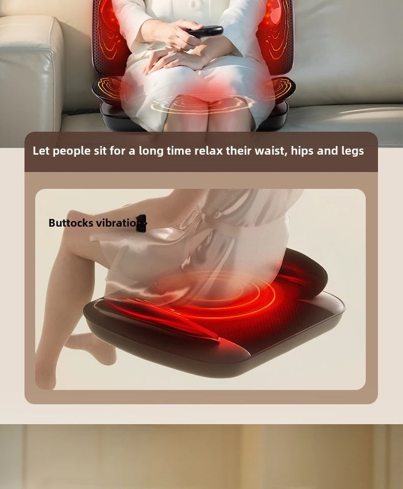 Heat-Enhanced Massage Cushion – Full Body Vibration for Office & Car