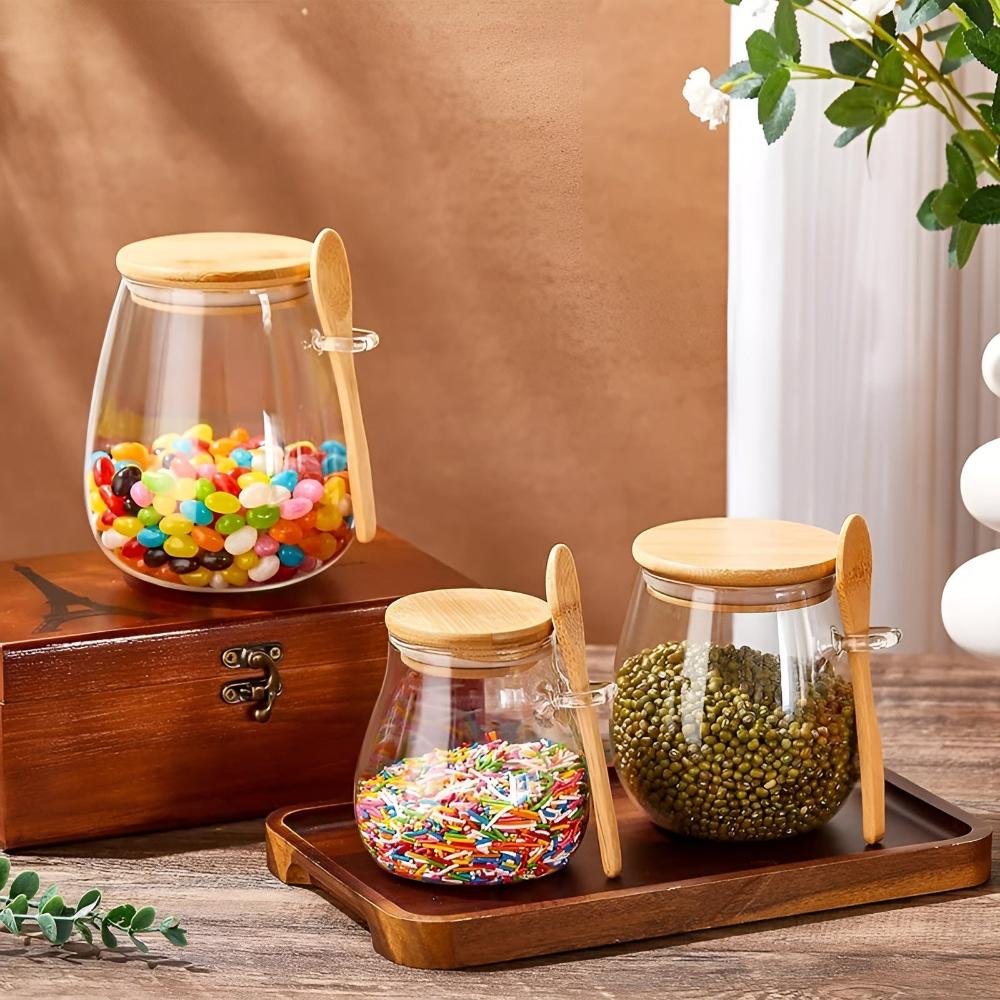 Chic Storage Jar with Wooden Lid and Spoon