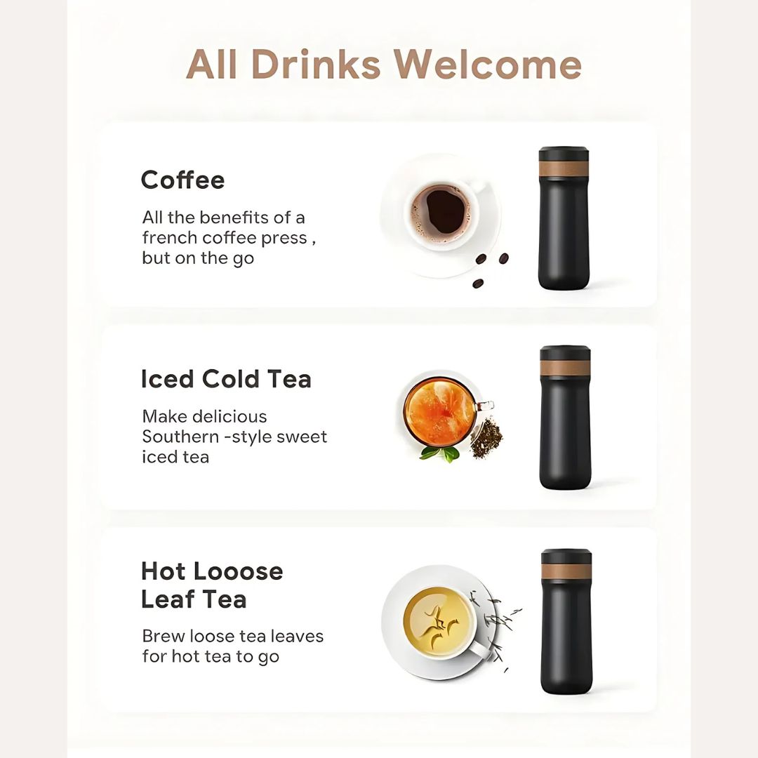 Travel Coffee Brewer with French Press Design