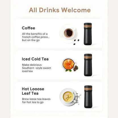 Travel Coffee Brewer with French Press Design