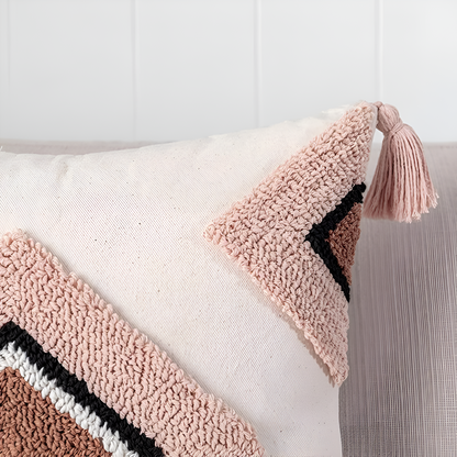 Chic Bohemian Throw Pillow Cover with Rainbow Design