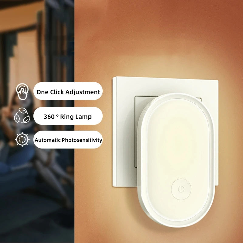 Dimmable Plug-in LED Night Light with Light Sensor - Energy Efficient Nordic Design for Bedroom and Hallway