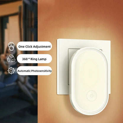 Dimmable Plug-in LED Night Light with Light Sensor - Energy Efficient Nordic Design for Bedroom and Hallway