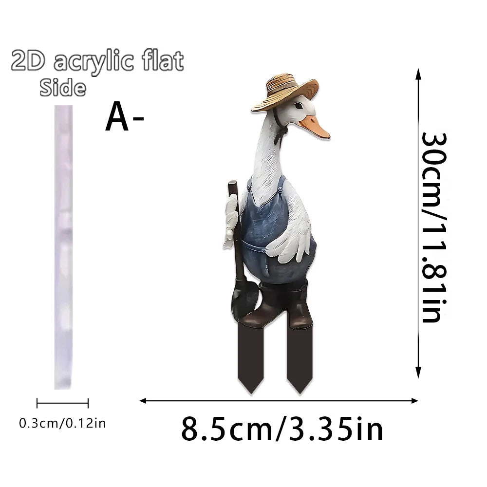 Garden Stake Duck | Playful Animal Figurine | Acrylic | For Lawn and Outdoor Decor