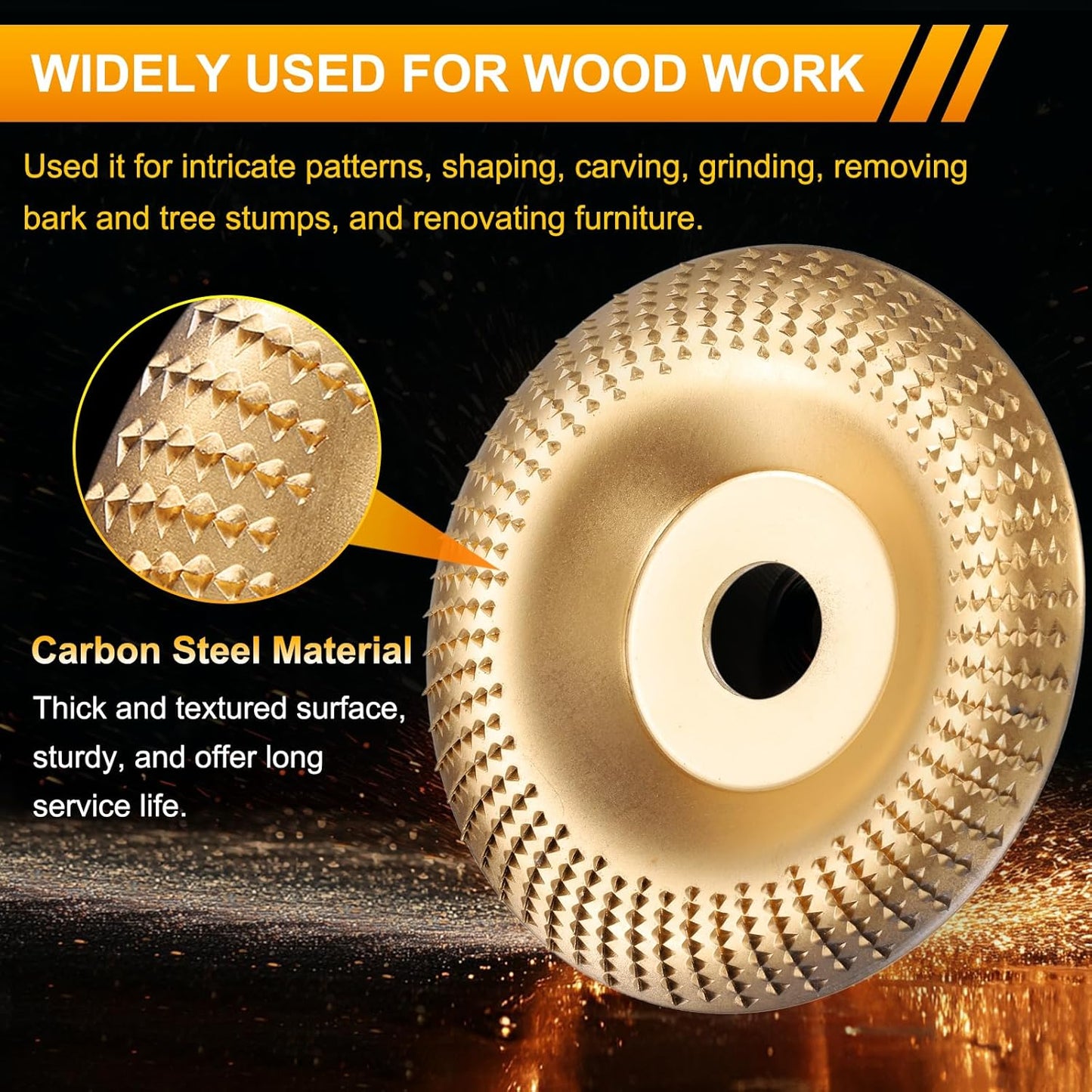 3-Piece Wood Shaping Disc Set for Angle Grinders | Steel for Carving, Shaping & Smoothing