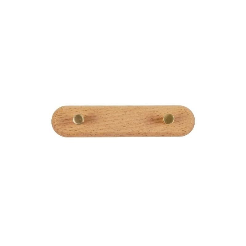 Minimalist Wooden Coat Rack with Brass Hooks for Wall Mounting