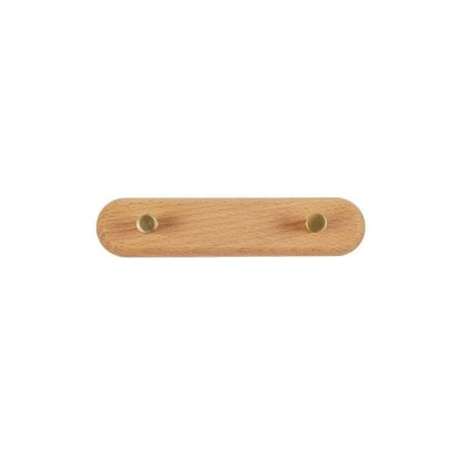 Minimalist Wooden Coat Rack with Brass Hooks for Wall Mounting