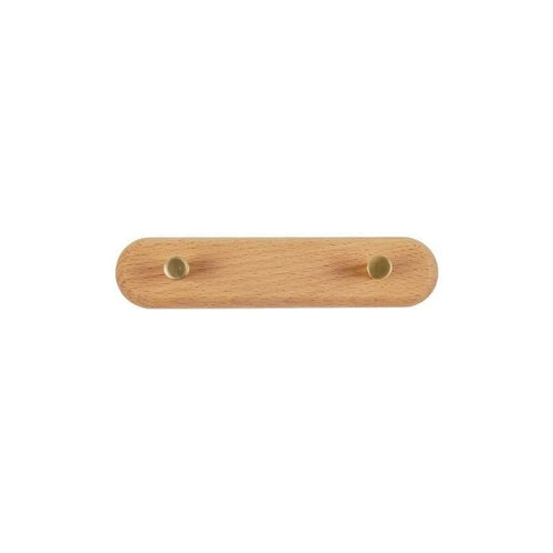 Minimalist Wooden Coat Rack with Brass Hooks for Wall Mounting