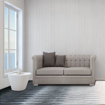 Modern Abstract Diamond Area Rug in Black and Blue - Washable Polyester