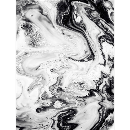 Modern Abstract Ink Painting Pattern Rug in Black and White – Washable Carpet
