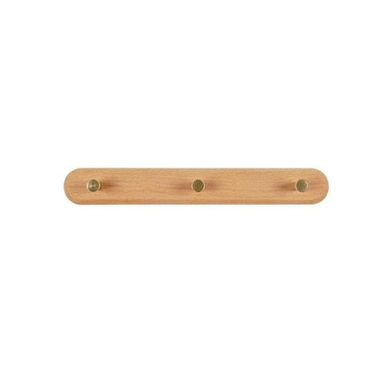 Minimalist Wooden Coat Rack with Brass Hooks for Wall Mounting