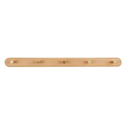 Minimalist Wooden Coat Rack with Brass Hooks for Wall Mounting