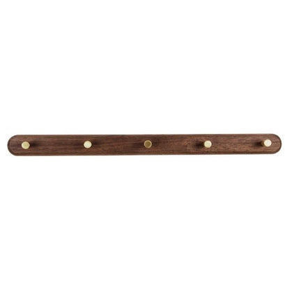 Minimalist Wooden Coat Rack with Brass Hooks for Wall Mounting