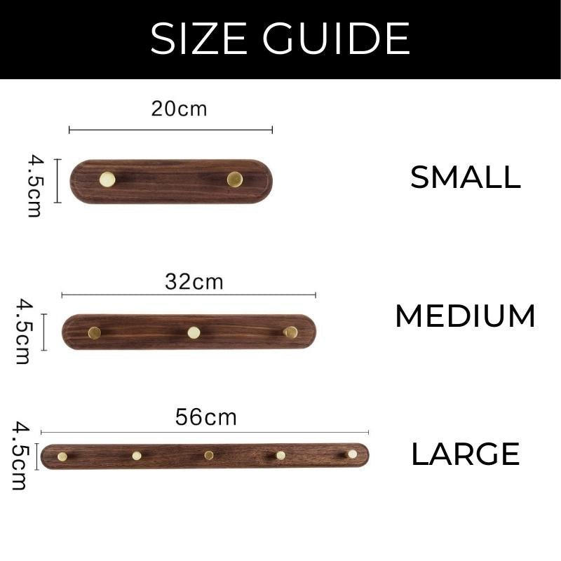 Minimalist Wooden Coat Rack with Brass Hooks for Wall Mounting