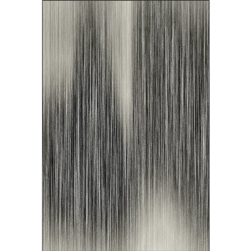 Washable Polyester Carpet with Non-Slip Backing - Black and White Abstract Stripes