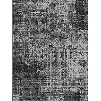 Modern Abstract Pattern Black Rug for Bedroom - Polyester, Washable, Dirt-Repellent