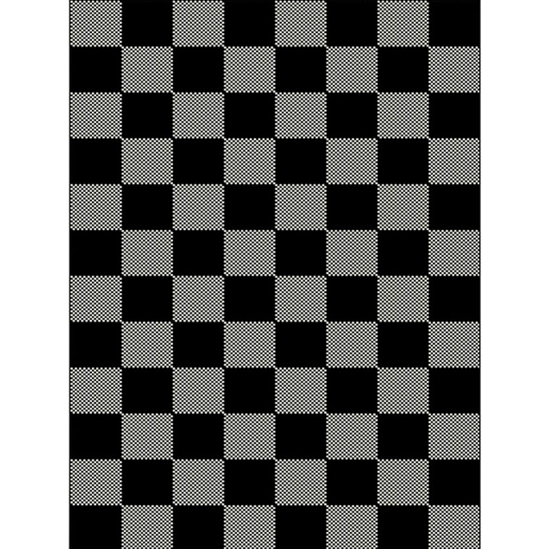Washable Polyester Carpet for Bedroom – Black and Gray Checkered Design