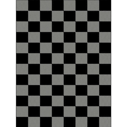 Washable Polyester Carpet for Bedroom – Black and Gray Checkered Design