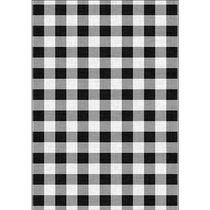 Modern Checkered Pattern Rug in Black and White – Washable Polyester, Stain Resistant