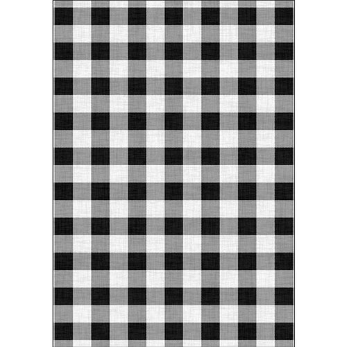 Modern Checkered Pattern Rug in Black and White – Washable Polyester, Stain Resistant