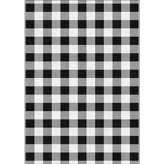 Modern Checkered Pattern Rug in Black and White – Washable Polyester, Stain Resistant