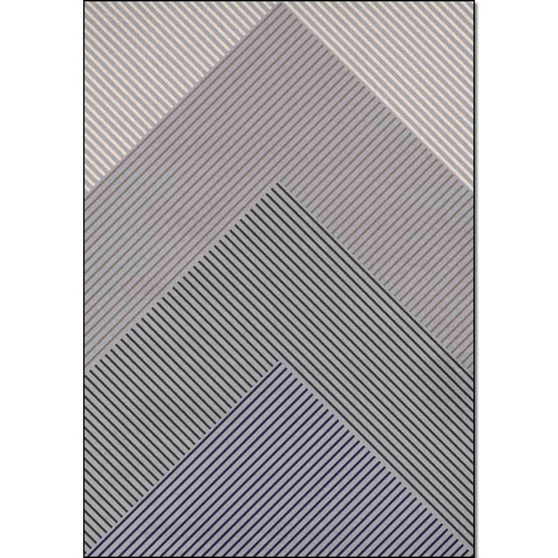 Washable Non-Slip Backed Carpet with Gray and Black Stripes for Living Room