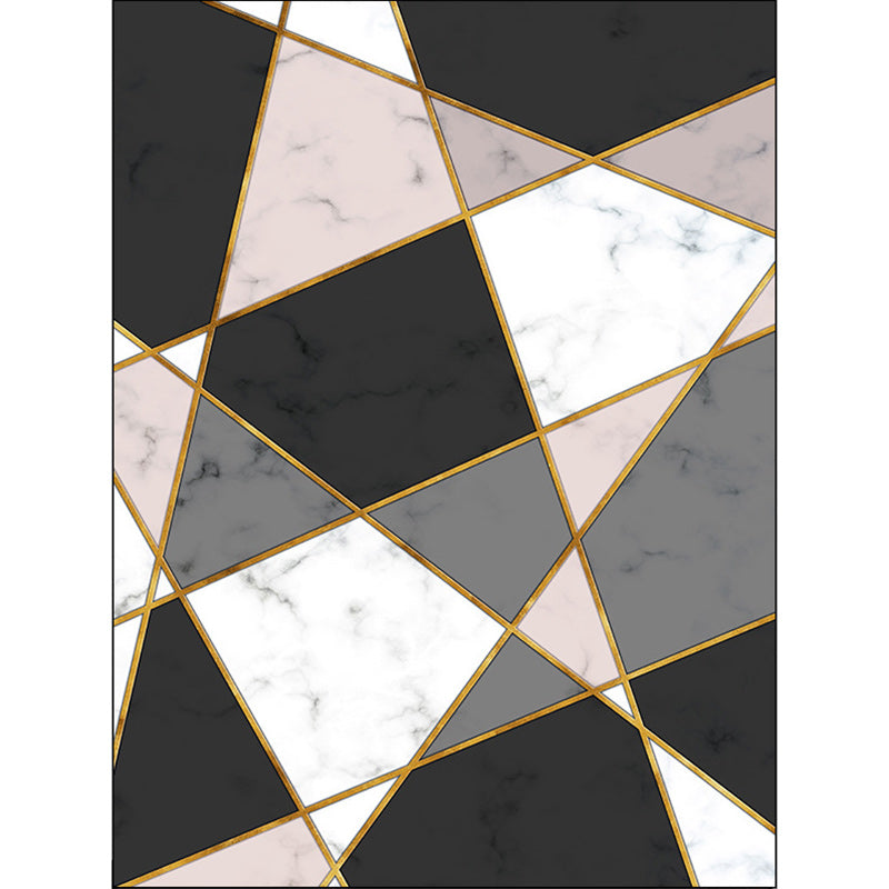 Washable Color Block Rug in Black and Pink - Non-Slip for Living Room