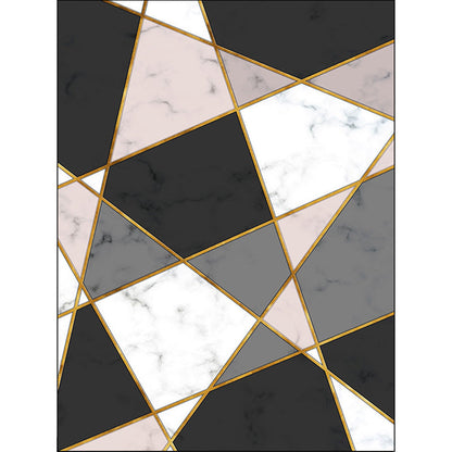 Washable Color Block Rug in Black and Pink - Non-Slip for Living Room