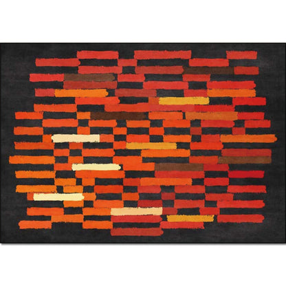 Washable Polyester Rug with Brushstroke Design – Black and Red Non-Slip for Living Room