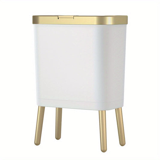 15L Stylish Trash Can with Flip-Top Lid and Elevated Design