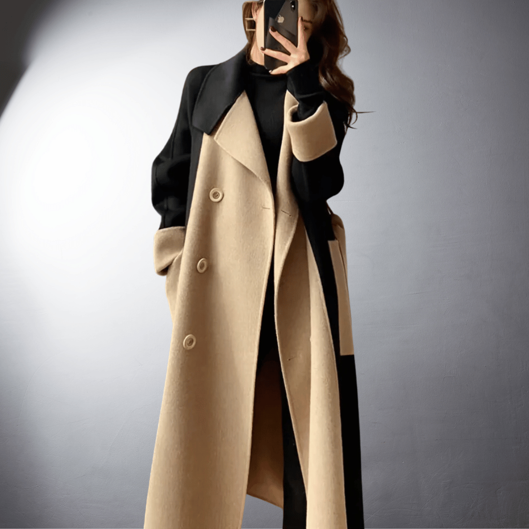 Two-Tone Straight Cut Coat for Women | Perfect for Winter