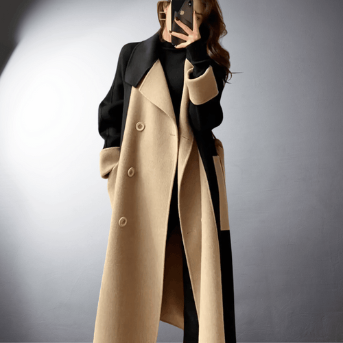 Two-Tone Straight Cut Coat for Women | Perfect for Winter