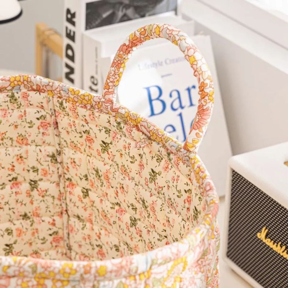 Elegant Floral Fabric Organizer Basket