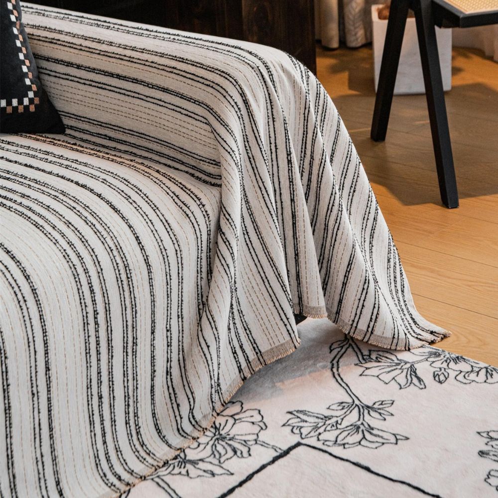 Chic Striped Chenille Sofa Protector
