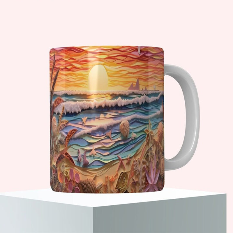 Coastal Serenity 3D Ceramic Coffee Mug