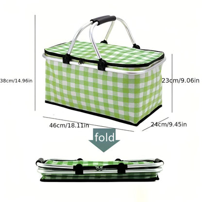 Versatile Insulated Picnic Basket with Foldable Design