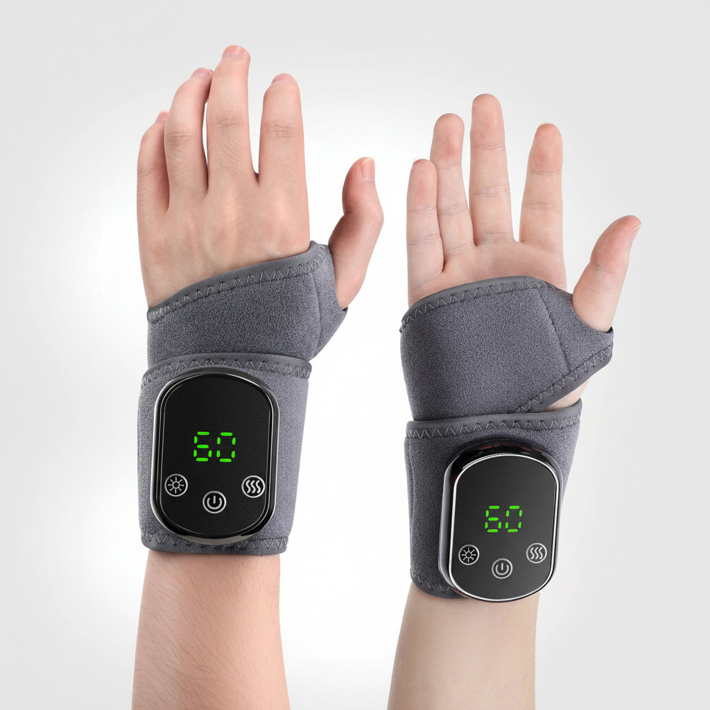 Heated Electric Wrist Brace with Vibration, Adjustable Strap & Timer