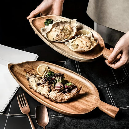 Nature-Inspired Wooden Leaf Serving Tray