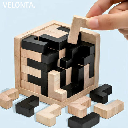 3D Wooden Brain Teaser Puzzle for Mind Challenges