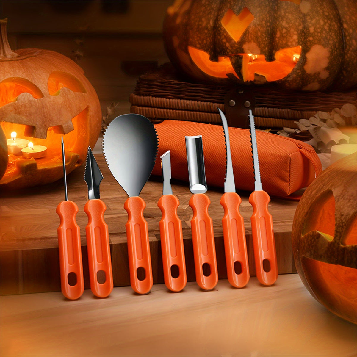 Ultimate Pumpkin Carving Kit with Stainless Steel Tools & Organizer