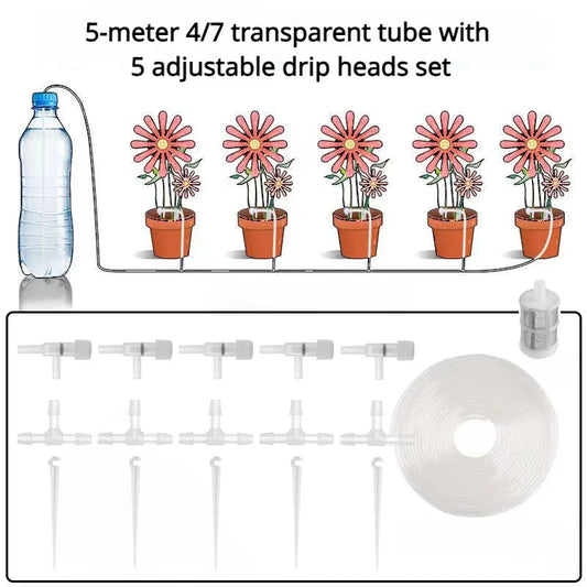 Automatic Irrigation System with Adjustable Drip Watering for Balcony and Potted Plants